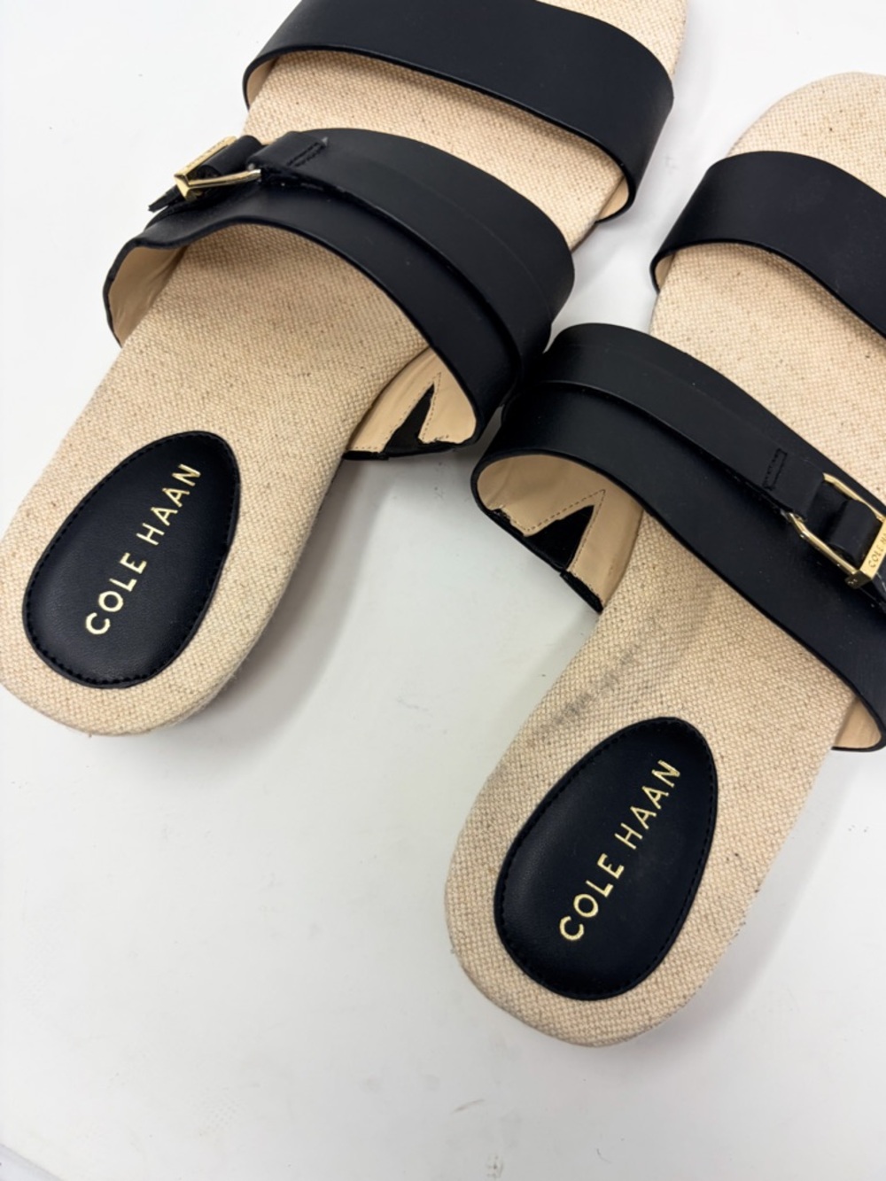 Cole Haan Francine Black Leather Double-Strap Slide Sandal, NEW Size 7 MSRP $150 - Picture 12 of 13